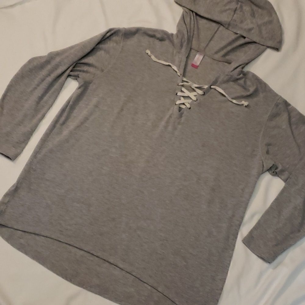 Lace up hooded sweatshirt